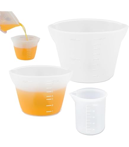 3 Gobelets Doseur Silicone 125ml/250ml/500ml - Avec Bâtonnets, Pour Résine époxy, Cuisine Ou Labo