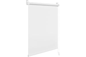 WOLTU Mörkläggningsrullgardin utan Borrning, 105x130 cm, Vit | Värmeisolerande Silverbeläggning, Solskydd, Klemmfix, för Föns