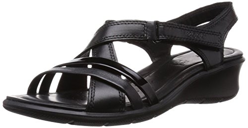 Ecco Felicia Sandal, Sandalias con Cuña para Mujer, Negro (BLACK/BLACK51707), 38 EU