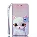 Produktbild Chreey Hülle für Samsung Galaxy S6 Edge, Kreative Design PU Leder Handyhülle Brieftasche Schutzhülle Flip Case mit Muster, Weiß Katze