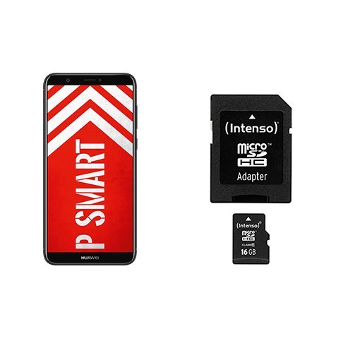 HUAWEI P smart Dual-Sim Smartphone (14,35 cm (5,6 Zoll), 32GB interner Speicher, 3GB RAM, Android 8.0) Schwarz + gratis 16 GB Speicherkarte [Exklusiv bei Amazon] - Deutsche Version