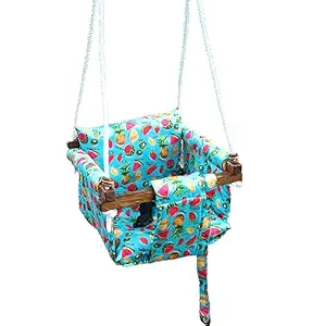 Nimit Secure Canvas Baby Swing with Safety Belt, Wooden Hanging Swing Seat Chair - Indoor Outdoor, Baby Hammock Swing for Infant and Toddler Old Boys Girls Kids,