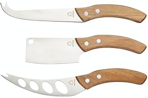 ARTESA Artesà Set de couteaux à fromage avec manches en bois d'acacia dans une boîte cadeau, acier inoxydable, 3 pièces