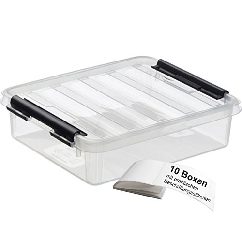 ORTHEX Smart Store Classic 1 / 10 Stück Aufbewahrungsboxen mit Clip-Verschluss im SET, inkl. Beschriftungsetiketten