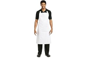 Whites Chefs Clothing Professional Bib Apron, White, Size: XL/X-Large/Extra Large, Material: 80% Polyester / 20% Cotton, Measurements: 915(W) x 1066(L) mm, Chefs Apron, Cooking Apron, A522
