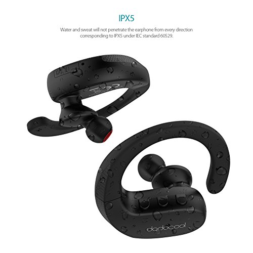 dodocool Auricolare Sportive In Ear Wireless Cuffie Stereo IPX5 Impermeabile con HD Mic CVC 6.0 Cancellazione al Rumore per iPhone/iPad/iPod/Samsung S8 e Le Compresse Smartphone piÃ¹ Popolari Nero