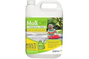 MossOff Patio Concentrate 5 Litres - Kills Moss on Patios, Drives, Roofs, Wood Surfaces - Safe to Children, Plants & Pond Life - Outperforms Chemicals - Easy to Use just wet and forget & Long Lasting.