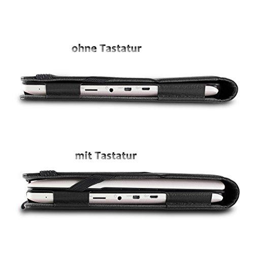 Infiland Acer Aspire Switch 10 E Pro7 SW3-013 Hülle Case -Slim Fit Folio PU-lederne dünne Kunstleder Schutzhülle Cover Tasche für Acer Aspire Switch 10 E (10,1 Zoll) Notebook (mit Auto Schlaf / Wach Funktion, Tablet und Tastatur sind nicht entgehaltet)(Schwarz) - 4
