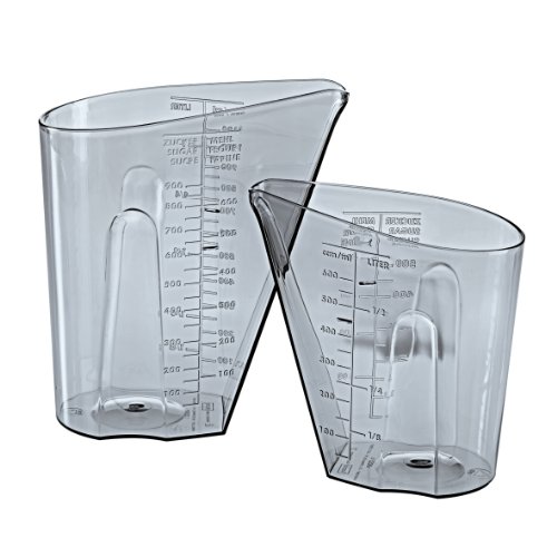 koziol Messbecher Set 0,5 und 1 L Dosis, Kunststoff, transparent anthrazit, 10,1 x 15,7 x 18 cm