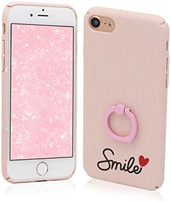 iPhone 7 Case, Ulreon Ultra Slim Thin Lightweight Cute Design 360 Degree Rotating Ring Grip Kickstand Shockproof Protective Anti Scratch for iPhone7 4.7inch (PINK STRIPES)