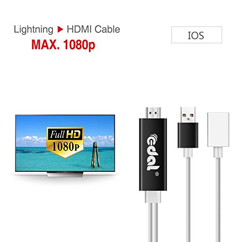 Lightning to HDMI Adapter Kabel, Kasit Lightning Digital AV auf HDMI 1080P Kabel für iPhone 7 7 plus 6s 6s plus 6 6 plus 5 5c 5s SE, iPad Air / Mini / Pro (Plug & Play) – Schwarzer - 6