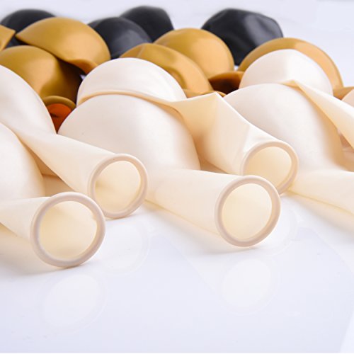 Mudder 12 Zoll Latex Party Ballons (Golden, Weiß und Schwarz) mit Golden Curling Band Rolle für Party Dekorationen und Bedürfnisse - 3