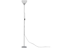 MiniSun | Modern Silver Uplighter Floor Lamp with a White Shade | Floor Lamps & Torchieres, Home Décor & Improvement Essential