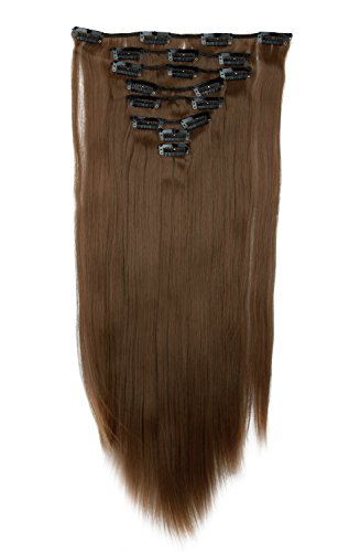 S-noilite® 17-26 Inches(43-66cm) 8pcs Long Full Head Clip In Hair Extensions Extension Sexy Lady Fashion Choice 30 Colors (26 Inches-Straight, Light Brown)