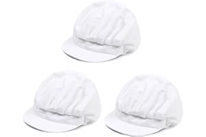 JSKWIKE 3 Pcs Unisex Malla de Color sólido Taller Industrial Sombreros de Cocina Protectores de Trabajo Red de Cabello