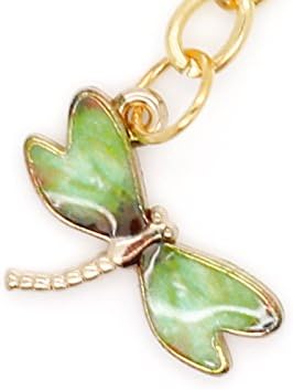 Gold Metal & Enamel 22mm Dragonfly Keyring