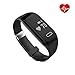 Produktbild MAXAH Herzfrequenz Monitor Fitnessarmband Bluetooth Fitness Tracker Smartwatch Armband Smart Bracelet Schwarz