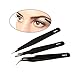 Ckeyin ® 3pcs Stainless Steel Hair Removal Eyebrow Tweezers Precision Eyelash Extension Tool Nail Tool Makeup Beauty Tweezers Slant Kit