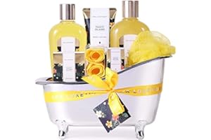 spa luxetique Coffret Cadeau Femme - 8pcs Huile Essentielle, Lotion Pour Le Corps, Bombes De Bain, Coffret Soin Femme, Cadeaux Anniversaire Pour Elle, Cadeaux De Noël Jaune