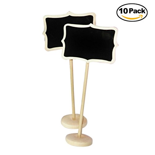 ULTNICE 10 Stück Kreidetafel Mini Holztafel Memotafel mit Ständer Tischdekoration