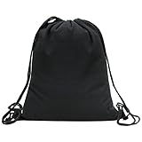 Canvas Turnbeutel Sportbeutel Rucksack Schultaschen Shopping Backpack Schwarz