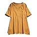 Produktbild TOPSELD T Shirt Damen, Frauen Vintage Short Sleeve Cotton Linen Knopf BeiläUfige Lose T-Shirt Bluse
