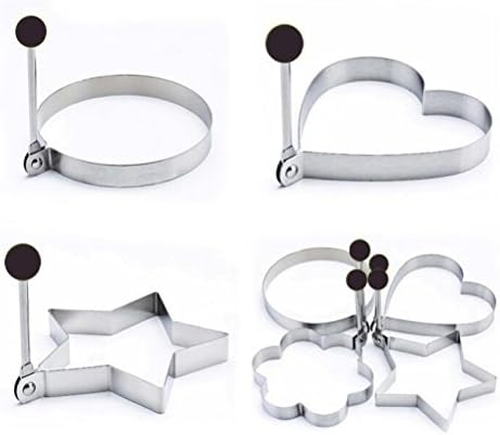 Fried egg pancake molds,GOODCULLER 4PC Thick Stainless Steel Omelette Mold Control Rice Omelette Mold Love