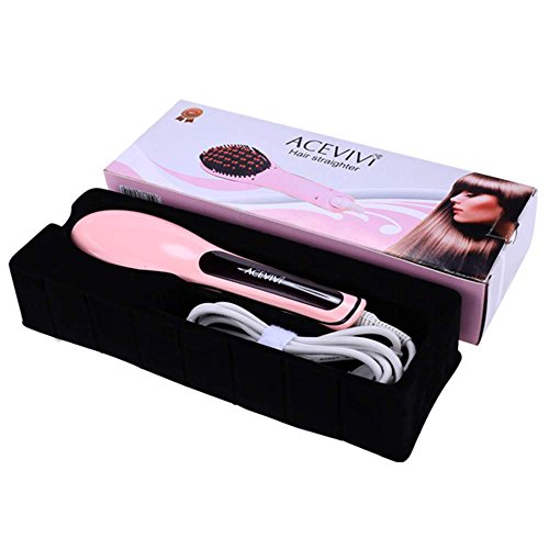 ACEVIVI Brush Hair Straightener Ceramic Anti Static 8 Seconds Straightening Hair Frizz-free Styler