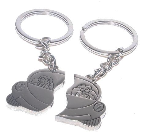 OyC Llavero Doble Coche Personalizado Texto, Regalo Original, Partido, Metal, Acero, Plata. Nombre