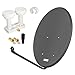 Produktbild HD Digital SAT Anlage EIN Teilnehmer 2 Satelitten 80cm ALU Spiegel Anthrazit + Monoblock Single LNB Astra Hotbird 0,1dB Full HDTV 4K + Vergoldete F-Stecker Gratis dazu im Set