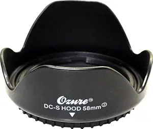 Ozure DC-S Lens Hood (58mm) Compatible with Canon Eos 55-250mm 18-55mm Ef Lens - Will Fit to 58mm Camera Lenses - Compatible with All Major Brand Camera Lenses Having 58mm Filter Thread