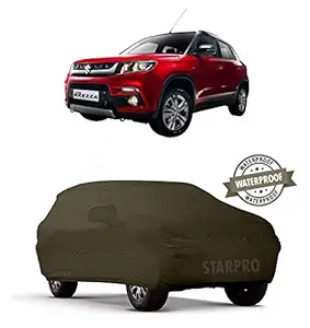 ZANTEX Presents PVC Cotted Fully Waterproof Car Body Cover Compatible with Maruti Suzuki Vitara Brezza (Olive Green Color)