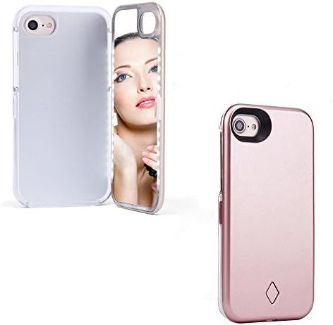 iPhone 7 LED Selfie Lighting Makeup Case,USB Rechargeable LED Light Up Flash Case [ Dimmable Switch ] Illuminated Night Selfie Enhancing Cover Flip Enclosed Mirror Back Cover for iPhone 7 4.7"