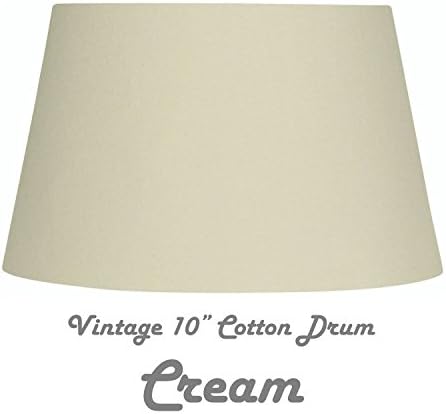 CREAM 10" COTTON DRUM HARD LINED SHADE Complete with Reversible Gimbal to Fit Table &amp; Floor Lamps or Ceiling Rose. FREE Adaptor Included to Fit All Lamp Sizes BC SBC ES SES. Height 155mm x Diameter 250mm (6" x 10")
