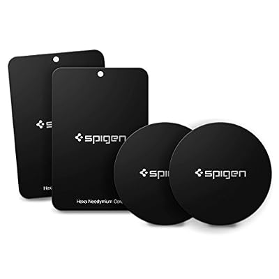 Spigen Metal Plates, Spigen Kuel [4 Pack] Plaques métalliques pour Spigen voiture magnétique montage avec adhésif 3M 2 Ronda 2 Rectángulo (Compatible avec des supports magnétiques Spigen Et d'autres magnétiques Air Vent téléphone titulaire) - A210
