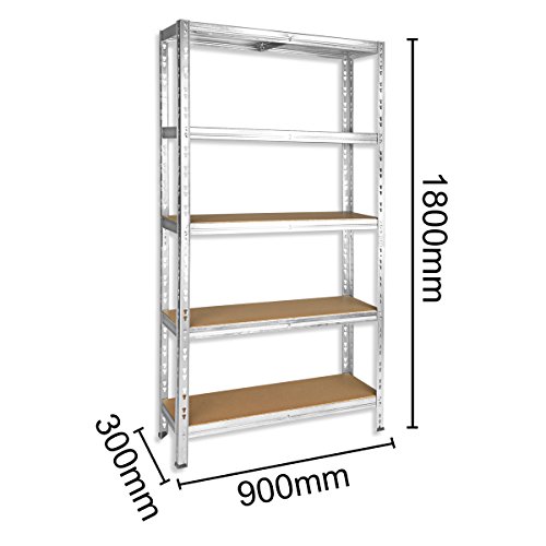 Torrex 37853 Steckregal / Lagerregal aus verzinktem Stahl mit 5 Böden – 875 Kg belastbar – 180 x 90 x 30 cm Kellerregal Schwerlastregal - 8
