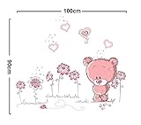 ufengke® Niedlichen Rosa Bären Lieben Herz Wandsticker, Kinderzimmer Babyzimmer Entfernbare Wandtattoos Wandbilder - 5