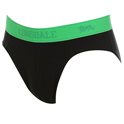 2 x LONSDALE Herren Slip Unterwäsche Unterhose Sportslips Schwarz/Grün (S) - 3