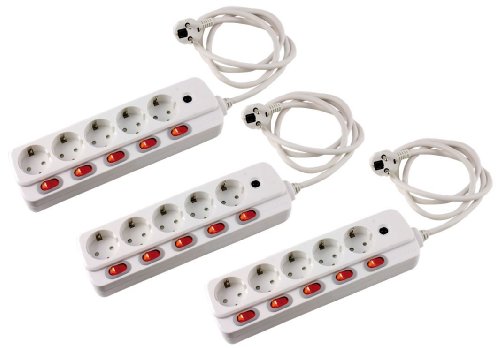 Preisvergleich Produktbild 3er Set 5fach Steckdosenleiste einzeln schaltbar Tischsteckdose