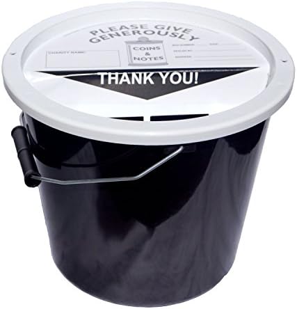 PDK CharnwoodCharity Money Collection Bucket With Lid (5.7 Litres) - Black