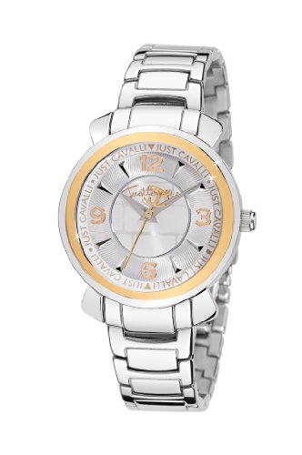 Just Cavalli Ladies Glam Analogue Watch R7253179615 with Quartz Movement, Stainless Steel Bracelet and Silver Dial