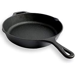 Schukaps Poêle en Fonte Noir 26cm diamètre x 5cm Profond - Cast Iron Pan/Frying Pan/Skillet Healthy Round 26cm (10,25inches) x 5cm Height Plain Grill Pan - Healthy and Durable Cooking Pan Home |