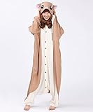 Honeystore Adult Pyjama Cosplay Tier Onesie Body Nachtwäsche Kleid overall Animal Sleepwear Erwachsene Braun and Elfenbein S - 