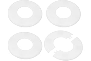 M METERXITY 4 Pack Wall Split Flange for 2"/50mm OD Pipe ABS Round Self Adhesive Cover Plates for Water Pipe/Faucet [White]