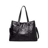 TianWlio Frauen Handtasche Trend Bucket Bag Hand Umhängetasche mit Großer Kapazität Schwarz