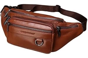 Hebetag Sac Banane en Cuir pour Homme et Femme Sac Banane pour Voyage, Course à Pied, randonnée, Camping, téléphone Portable, Pochette Pochette