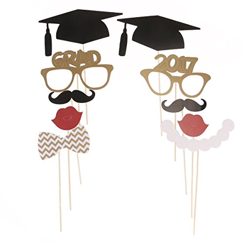 OULII 17pcs Graduation Requisiten Graduierung Phtoto Fotokabine Requisiten 2017 Graduation Party Dekorationen - 5