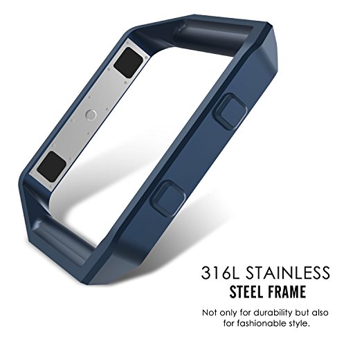 MoKo Fitbit Blaze Rahme – Metall Edelstahl Frame Uhrrahmen Lünette Gehäuse Bügeluhrenarmband für Fitbit Blaze Smart Fitness Watch, Blau - 2