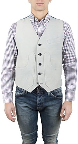 Old Fashion Sartoria, Florence, Gilet, Vest, Waistcoat, Casual, Sporty, Man, Boy, Denim, Jeans, Cotton, Blue, UK size 40 - IT 50, Once-off piece, Italian Style, Made in Italy