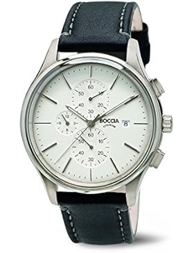 Boccia Herren-Armbanduhr Chronograph Quarz Leder 3756-01